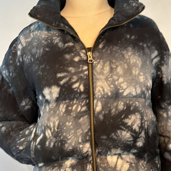 Anthropologie Cloth & Stone black/grey/ cream fabric puffer size medium - Picture 6 of 15